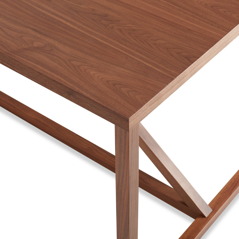 Strut Walnut Wood Dining Table, 35" W x 90" L, Walnut, Standard (29" Height)