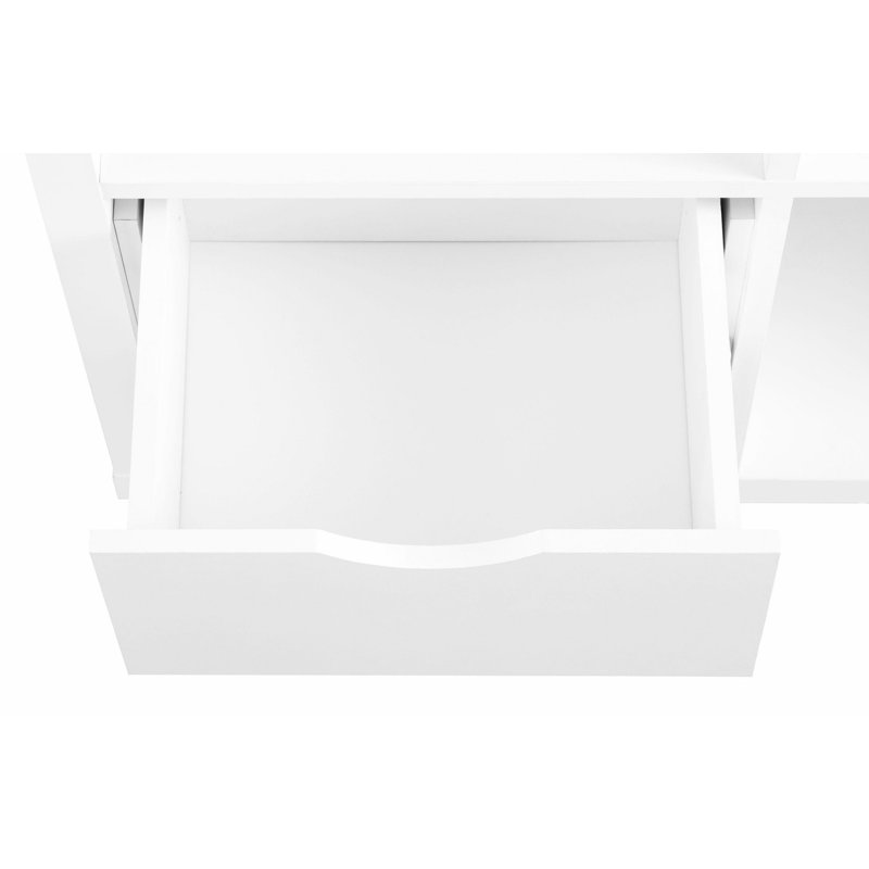 Wiley L-Shape Desk with shelf-unit, White