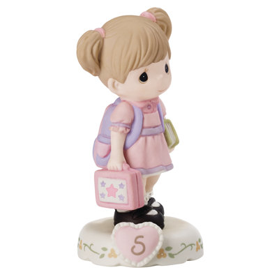 Precious Moments Brunette Birthday Girl with Books Age 5 Figurine 4.92 Inch