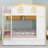Wood Bunk Bed with House-Shaped Guardrails, Built-in Storage Shelves & Pull-Out Trundle-275788643