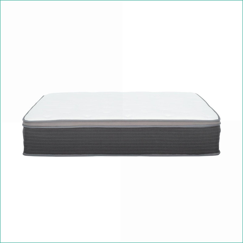 Matelas, matelas hybride à ressorts ensachés avec mousse viscoélastique imprégnée de gel | Grand | Gris clair + blanc neige