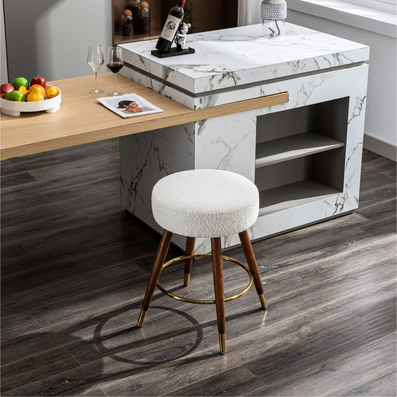 Tabouret pivotant Mid-Century 360 blanc - rembourré Boucle