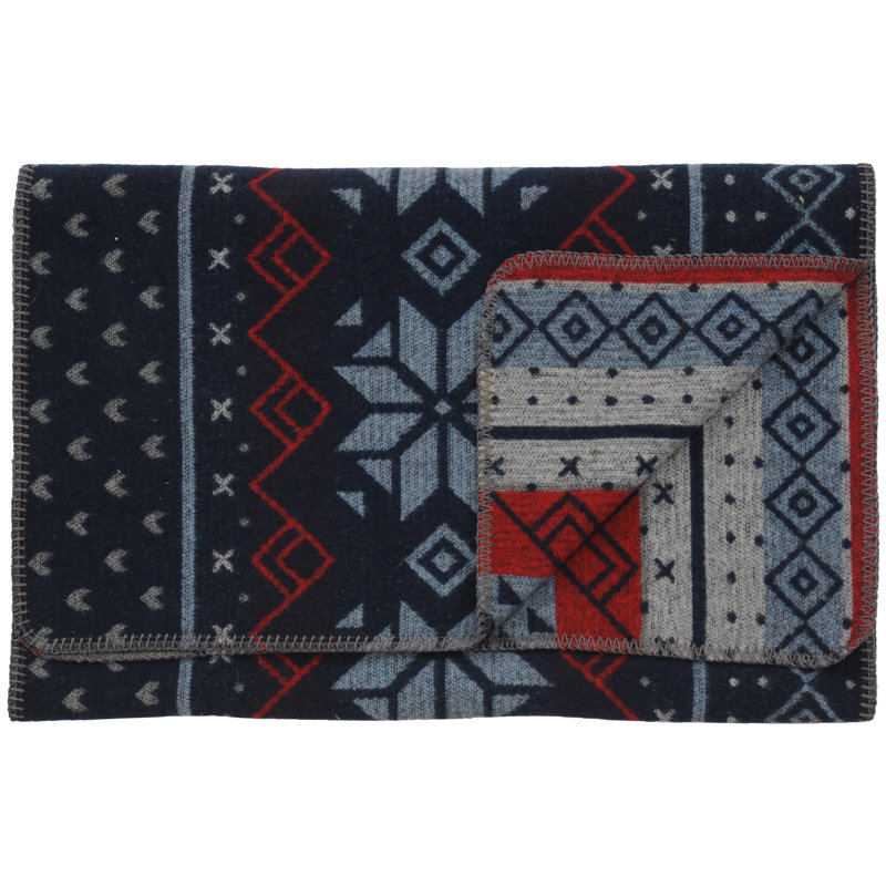Wooded River Nordic - Bed Scarf - King - 106x24, Blue/Red, King