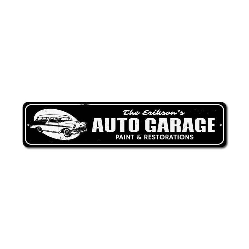 Enseigne en aluminium personnalisée Auto Garage, H 4 po x l 18 po x P 0,04 po
