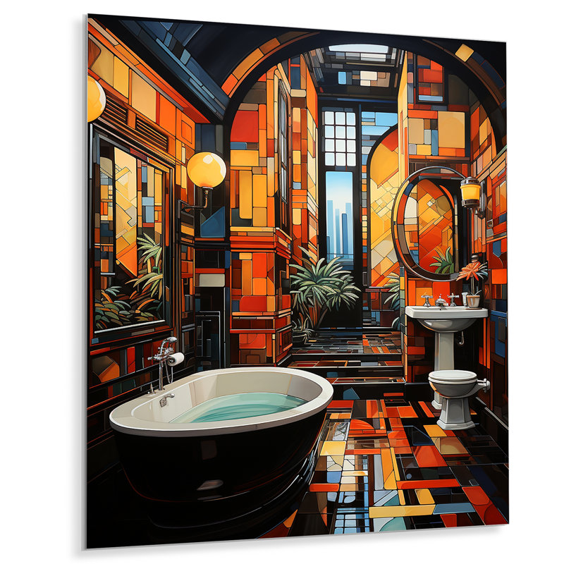 Décoration de salle de bain glamour art déco, H 20 po x l 12 po
