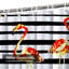Aquarelle flamant rose avec lignes rayées Aloha avec 12 crochets-1791842381