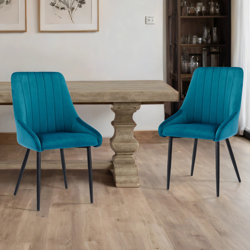 Chipman Velvet Upholstered Dining Chair, Petrol