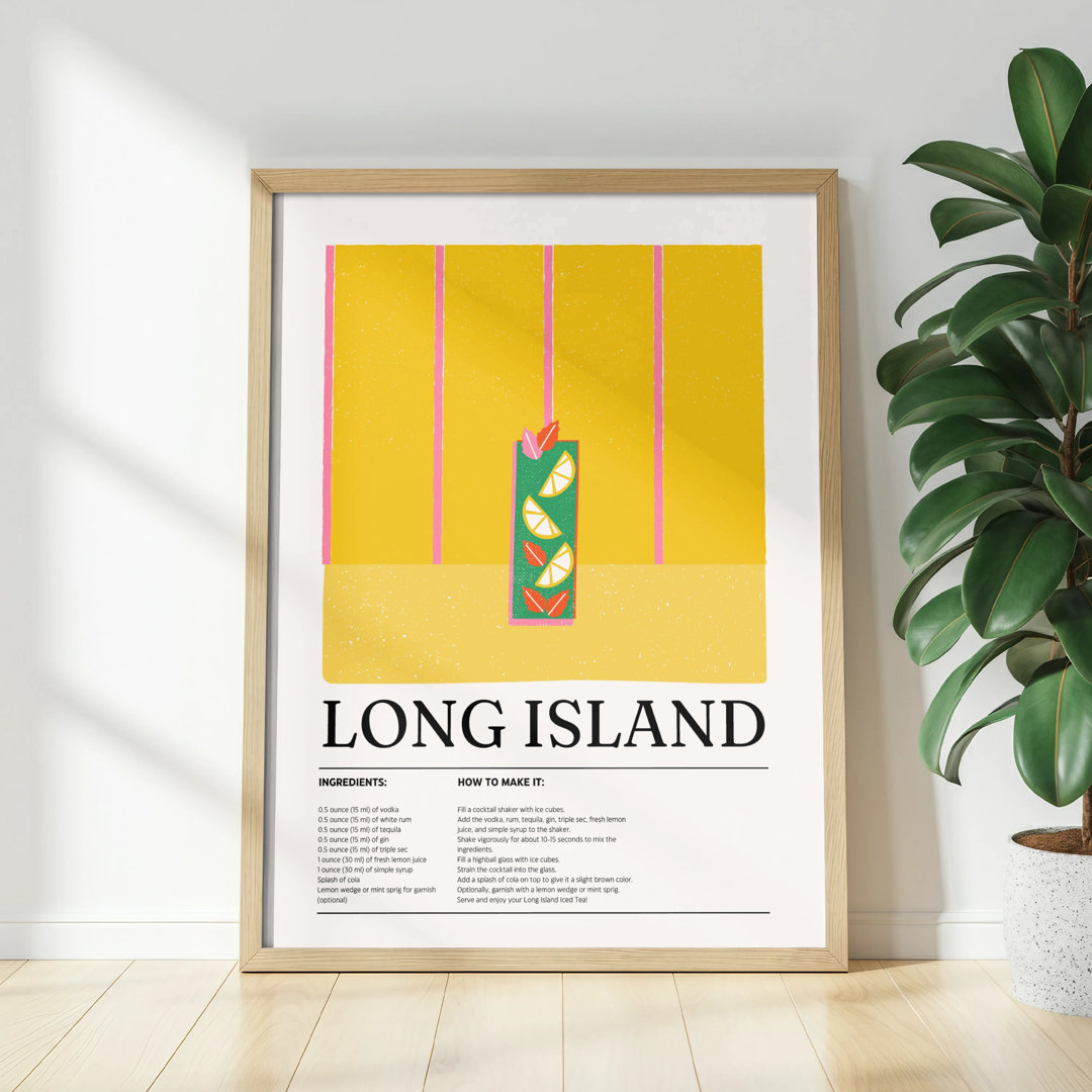 Long Island Iced Tea Recipe Rhoton, Cocktail Print, Bar Decor, Unframed Matte Vertical Poster, Kitchen Art, Drink Recipe, Modern Rhoton