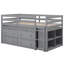 Lit mezzanine gris avec bureau rétractable et espace de rangement simple avec rangement latéral, fabrication en bois massif-258660659-258660668