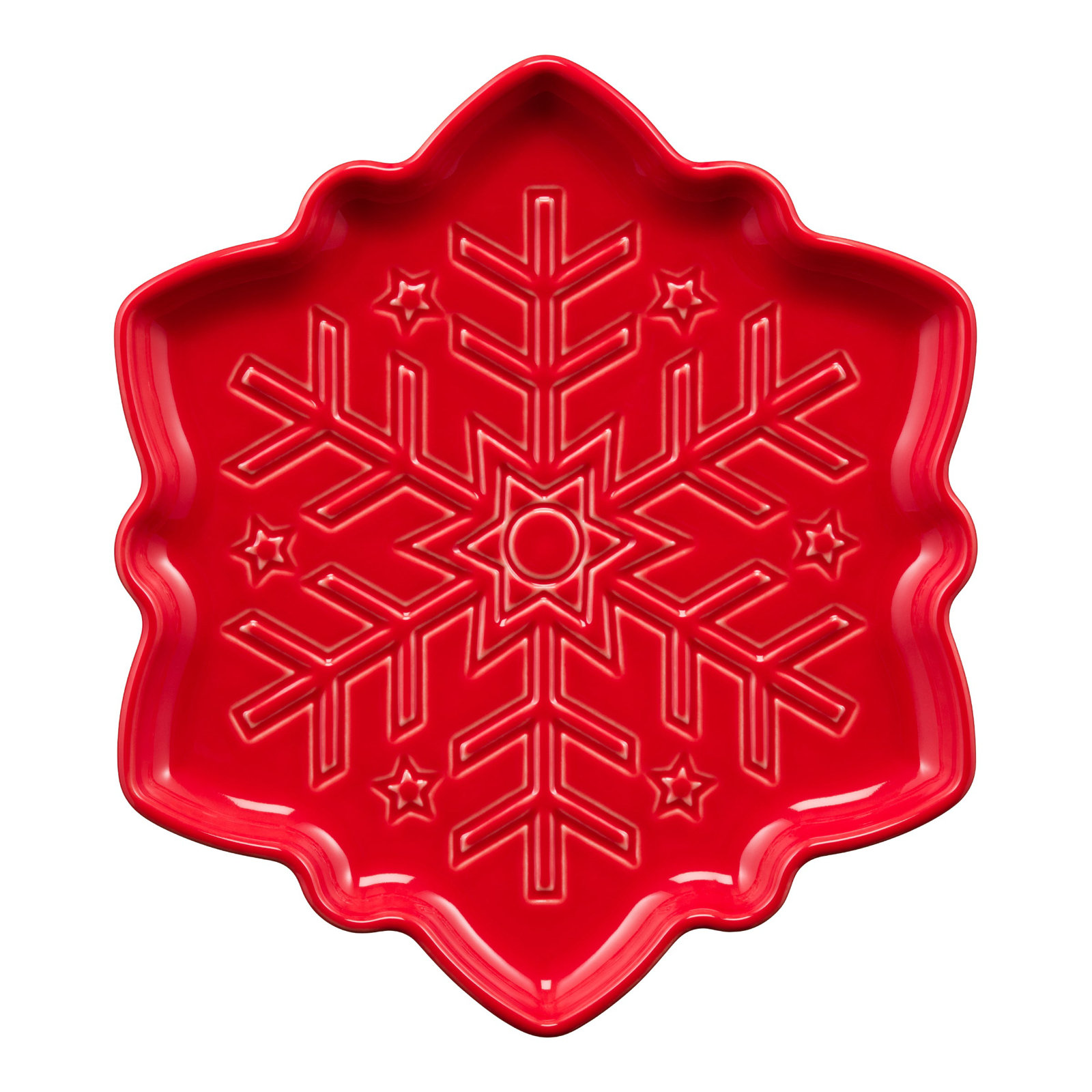 Snowflake Ceramic Salad Plate, Scarlet