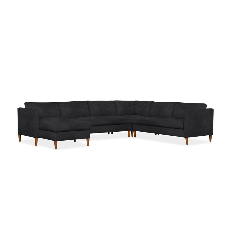 Clifford 4-Piece Upholstered Custom Sectional, Left Hand Facing, Bella Gunmetal Performance Velvet