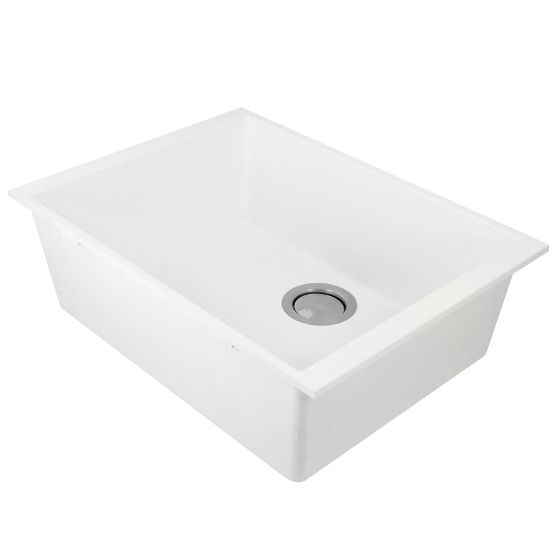 23.63'' L Single Basin Kitchen Sink, White
