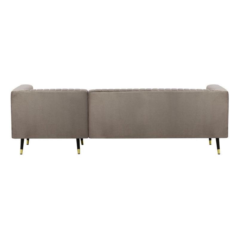 Monaville 4 Seater Velvet Sofa & Chaise, Brown, Right Hand Facing