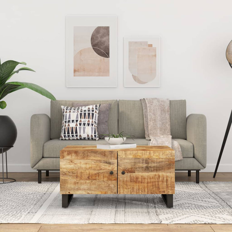 Rasen Four Leg Coffee Table with Storage, Light Wood