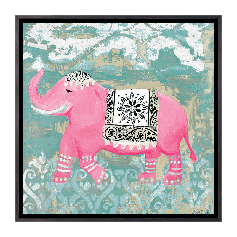 «Pink Bazar I» par Hakimipour-Ritter - impression, H 18 po x l 18 po x 1,5 po, Toile avec cadre noir patiné, Pas de tapis
