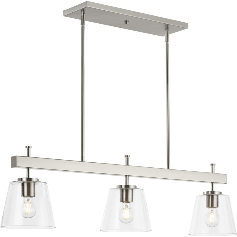 Barkhad 3 - Light Dimmable Kitchen Island Linear Chandelier, Brushed Nickel