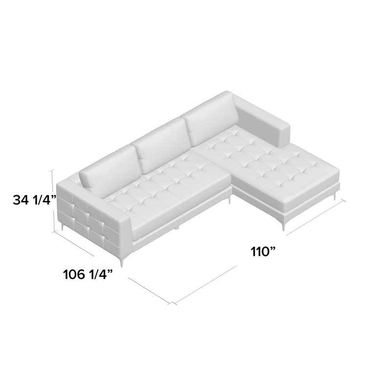 Upholstered L-Shaped Sectional Right Hand Facing, Gray