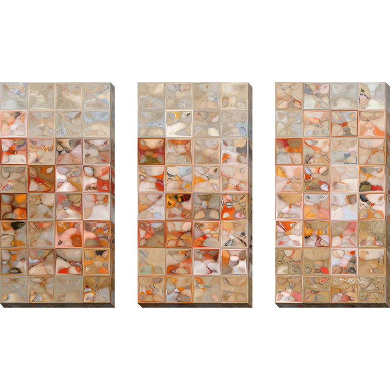 «Orange and Beige» par Mark Lawrence - ensemble de 3 impressions sur toile tendue, H 24 po x l 36 po x P 0,75 po
