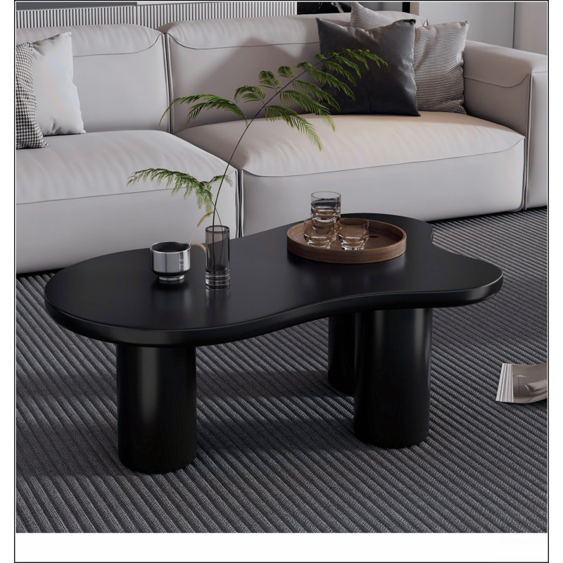Table basse 44 po x 25,9 po à assemblage facile avec plateau épais de 1,5 po, Noir