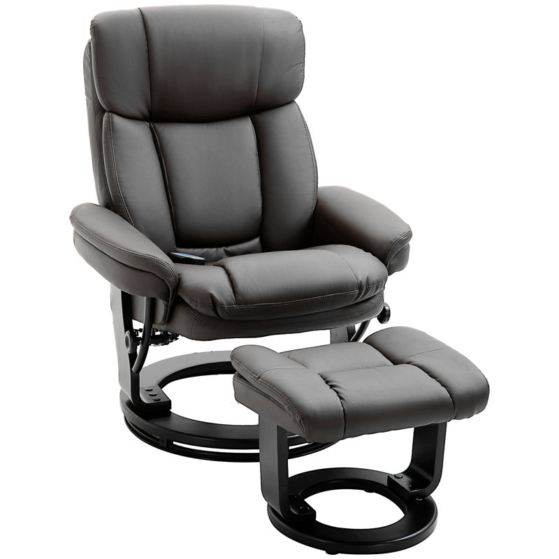 Fauteuil inclinable avec repose-pieds Danien, Similicuir brun
