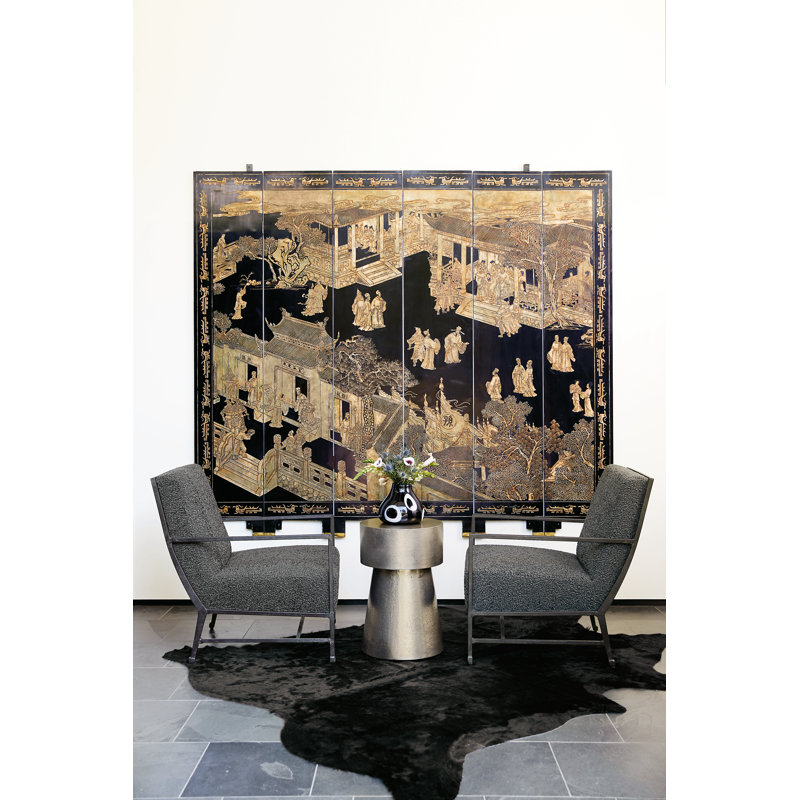 Transitional Round Wood & Metal Chairside Table in Gold