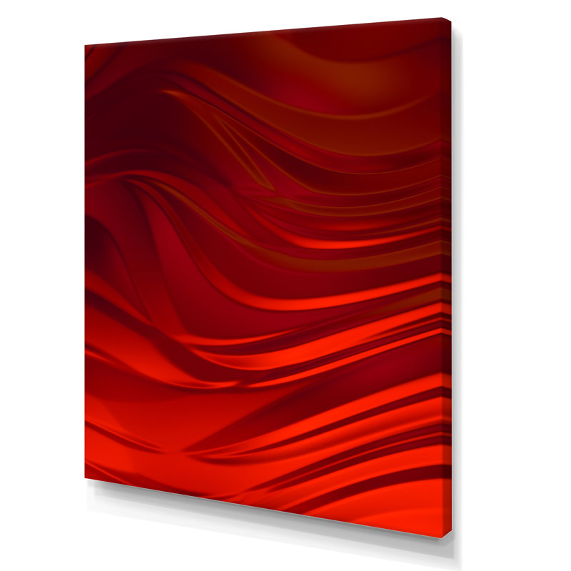 Abstract Red Wave Liquid Art II - Painting on Canvas, 40" H x 30" W, Wrapped Canvas, No Frame