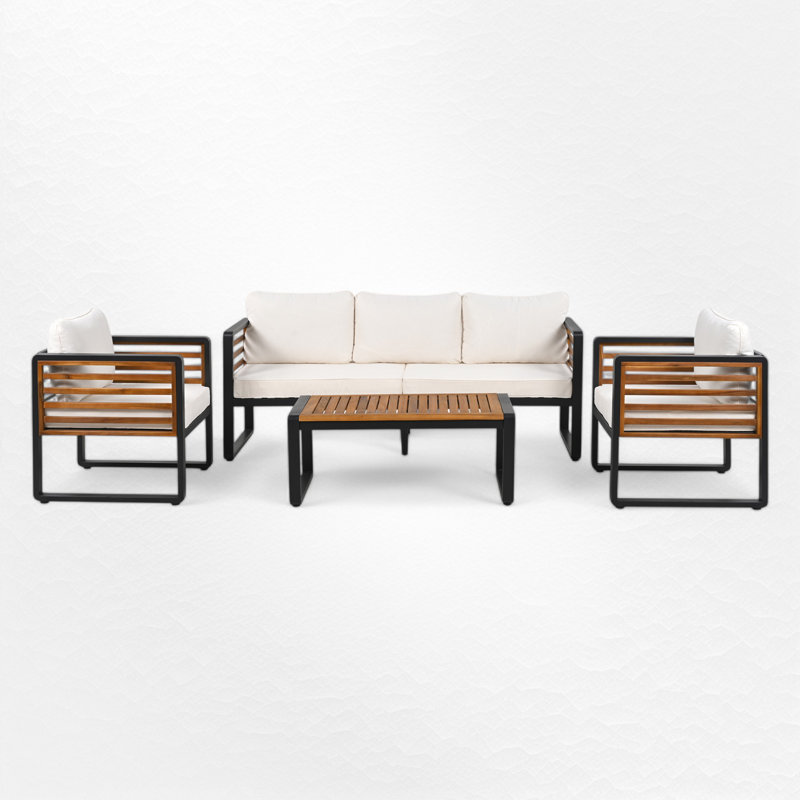 Jaemon 5 - Person Patio Conversation Set with Cushions, Beige