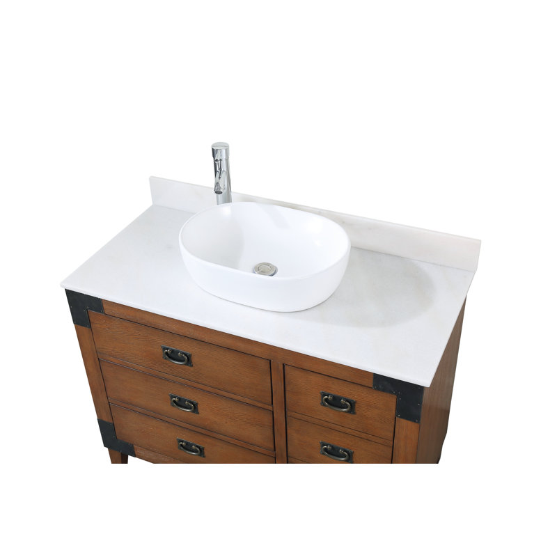 42'' Single Bathroom Vanity with Marble Top