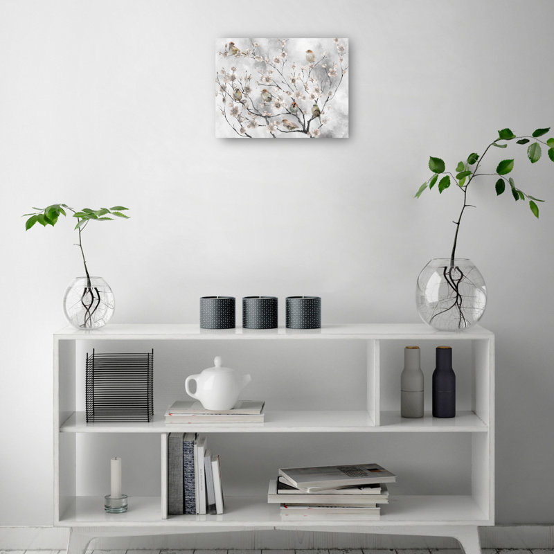 «Cherry Blossom Birds» par Studio Arts, reproduction d'art sur toile, H 42 po x l 56 po, Toile tendue