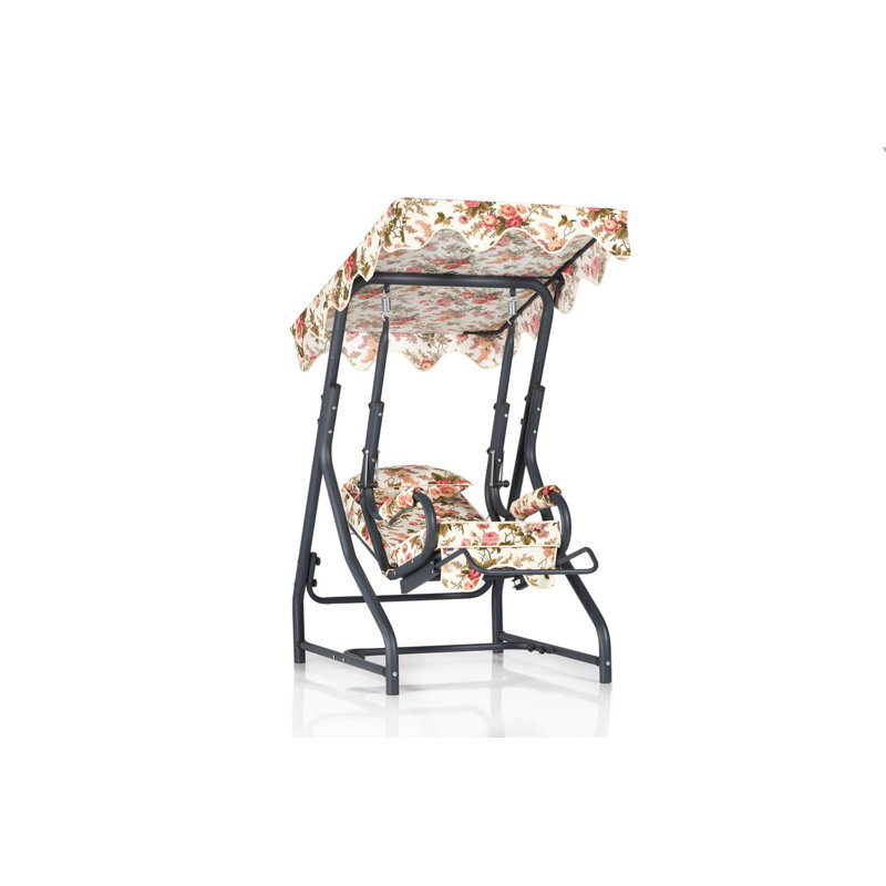 Balancelle simple Traditional Garden, structure 100% métal, 39,4 po x 39,4 po x 43,3 po | Tissu 100% polyester facile à nettoyer, coussin en mousse à 18 pintes, coussin amovible, pouvant supporter jusqu'à 210 lb | Conception florale élégante pour la détente en plein air