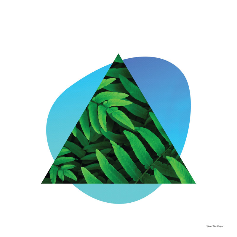 Feuilles triangulaires II, Non, H 12 po x l 12 po, Toile avec cadre flottant noir
