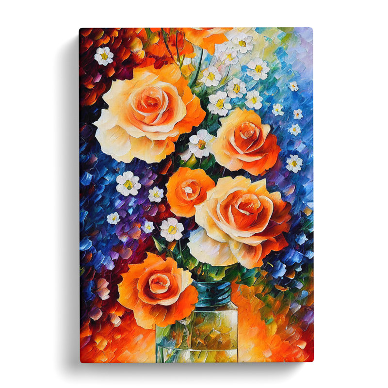 Vase Of Pretty Flowers No.5 - Print, Wrapped Canvas, 50cm H x 35cm W x 3cm D, No Matte