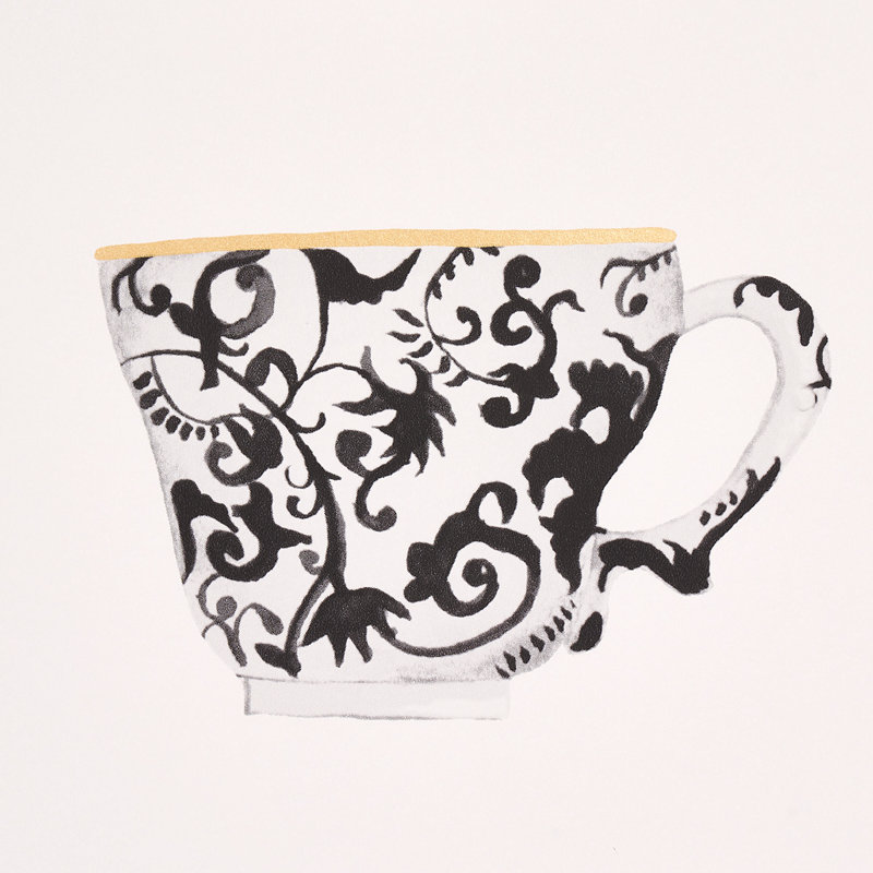 Onie's Teacups Wallpaper, Ink
