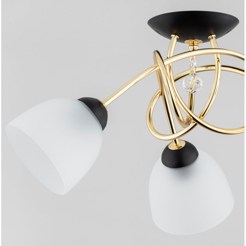 Jenelle Glass Flush Mount, White/Black