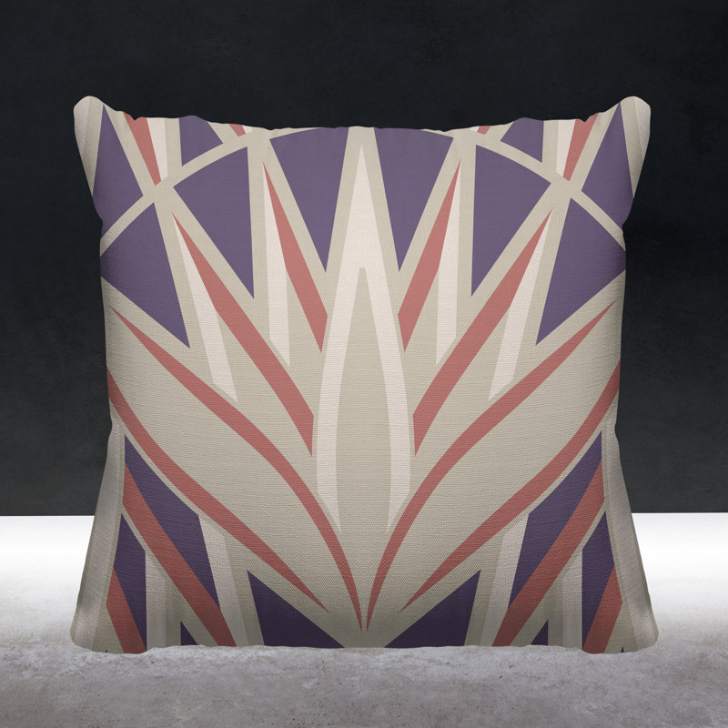 Housse et insert de coussin d'extérieur carré Bloom Tribal, L 19 po x H 19 po, Mauve