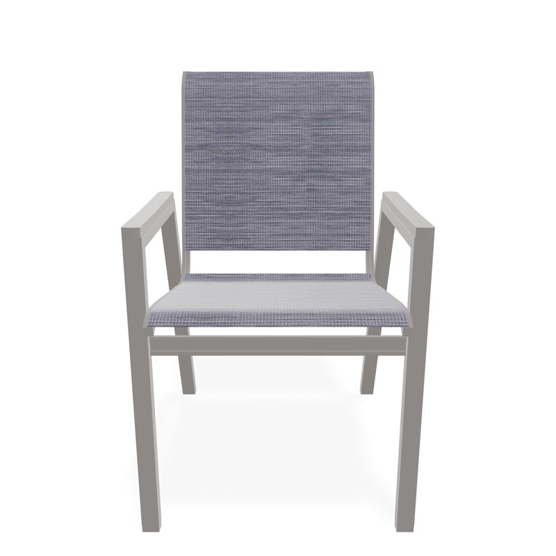 Chaise de bistro empilable en aluminium avec accoudoirs en polymère de qualité marine Bazza, Brooks, Gris chaleureux