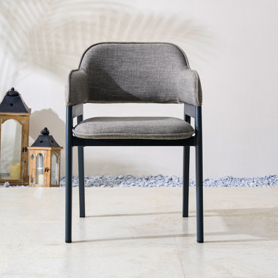 Chaise de salle à manger de patio Nord en aluminium 2 pièces avec coussins