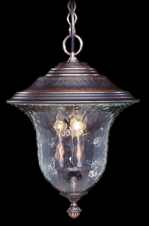 Lanterne suspendue d'extérieur à 3 ampoules Vogel, 18 po x 13,5 po x 54 po, Bronze Sienne