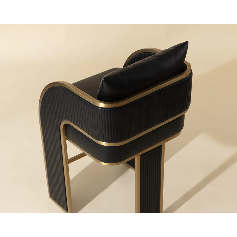 BAZ Upholstered Stool, Black, Counter Stool (26” Seat Height)