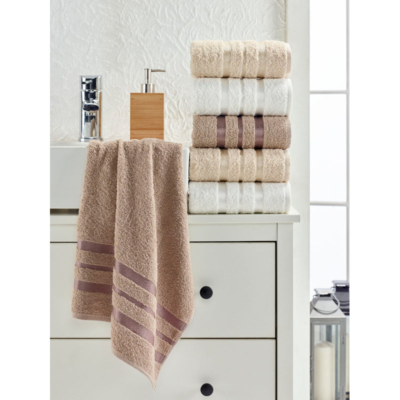 Ensemble de serviettes 6 pièces Cainen, Brun / blanc / beige