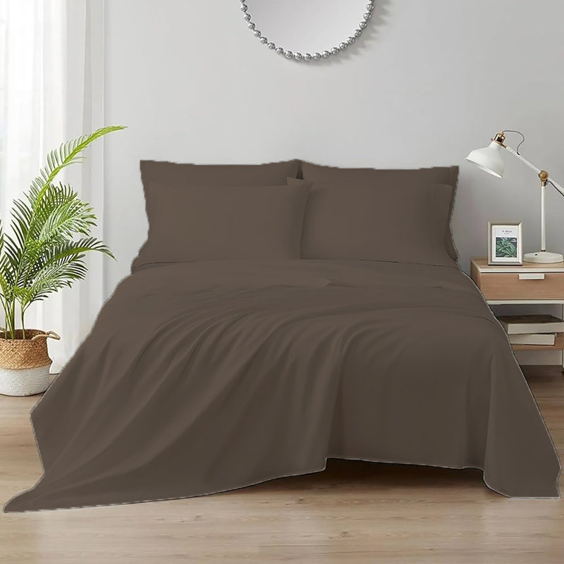 Ensemble de draps 100% coton jersey, Simple, Chocolat
