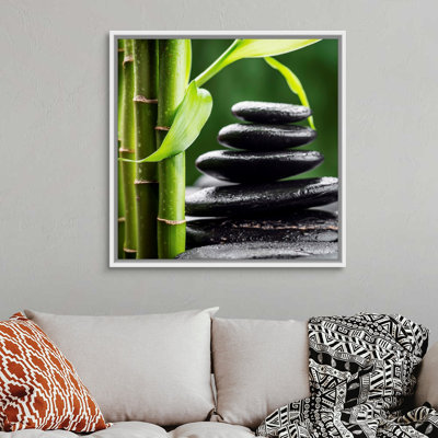 " Zen Basalt Stones And Bamboo "