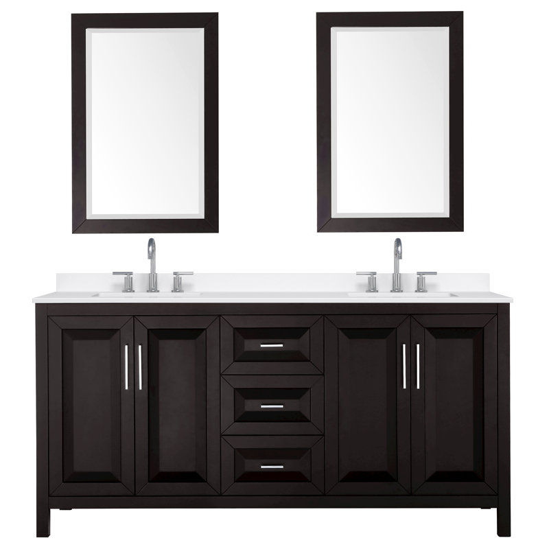 Daria 72'' W Vanity, Polished Chrome, Brown, Giotto Quartz