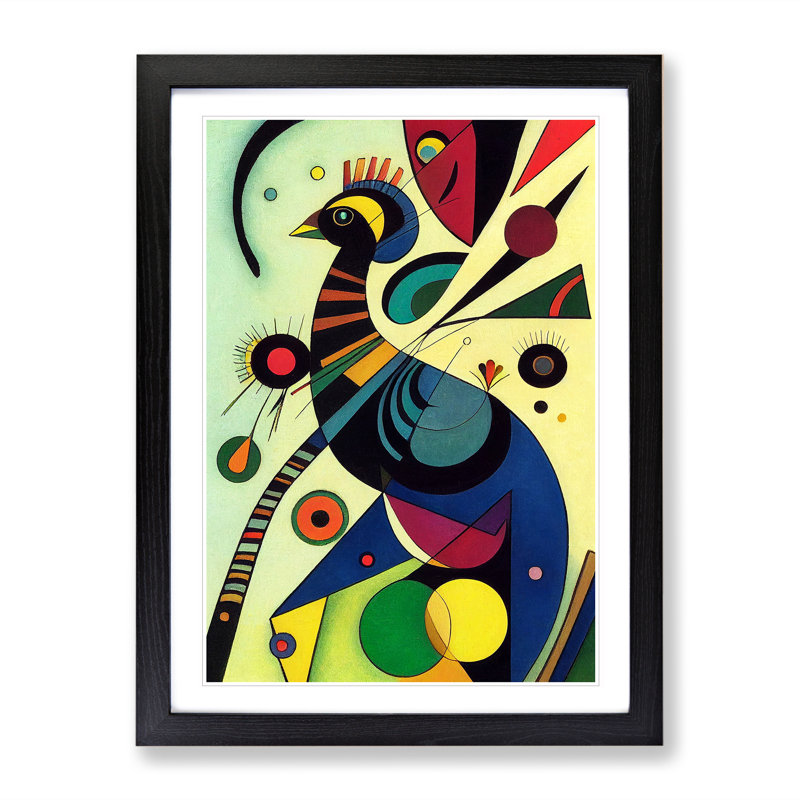 Peacock In Abstract No.1 - Single Picture Frame Print, Black Framed, 46cm H x 34cm W x 2cm D