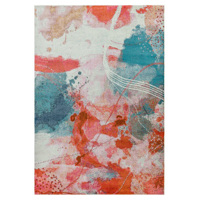 Lara Sundown Power Loom Red/Blue Rug