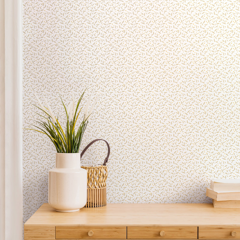 Dotty Vine - Stone 10m Wallpaper, Beige Dots