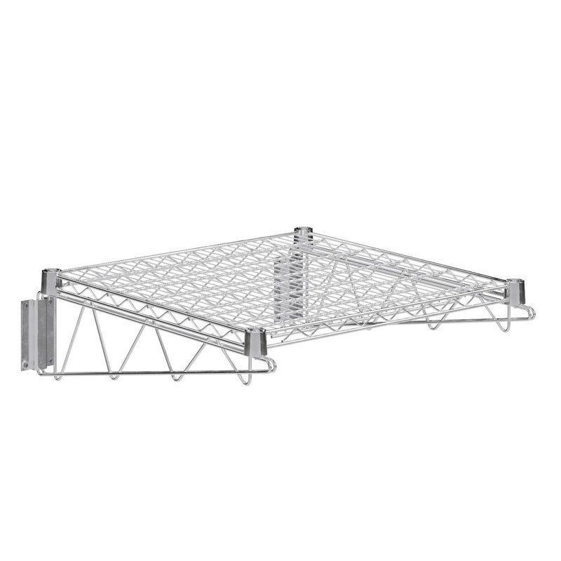 Chrome Wire Wall Mount Shelf, 8" H x 24" W x 24" D