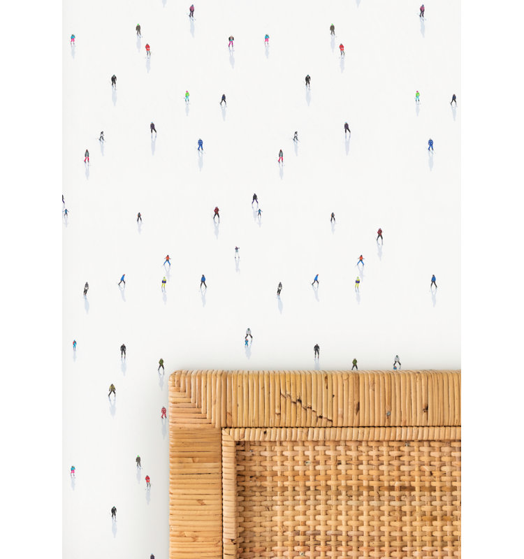 Downhill Skiers 10' L x 24" W Wallpaper Roll, Self-adhesive, Vinyl