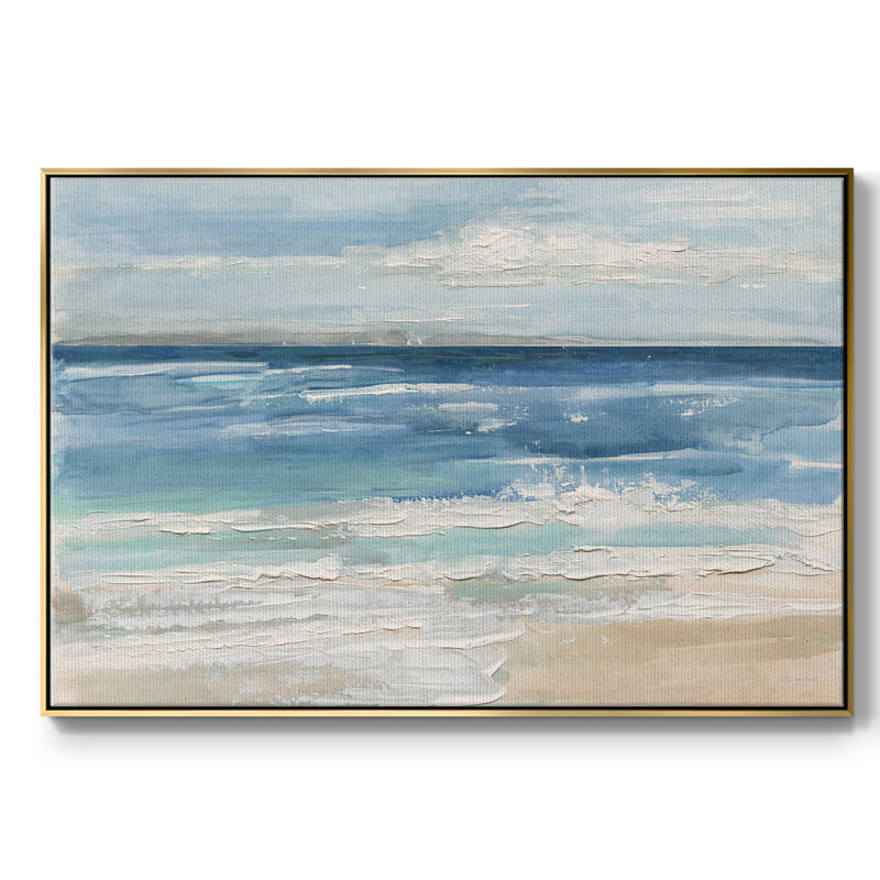 " Ocean Waves I ", 17" H x 25" W x 2" D, Gold Framed Canvas