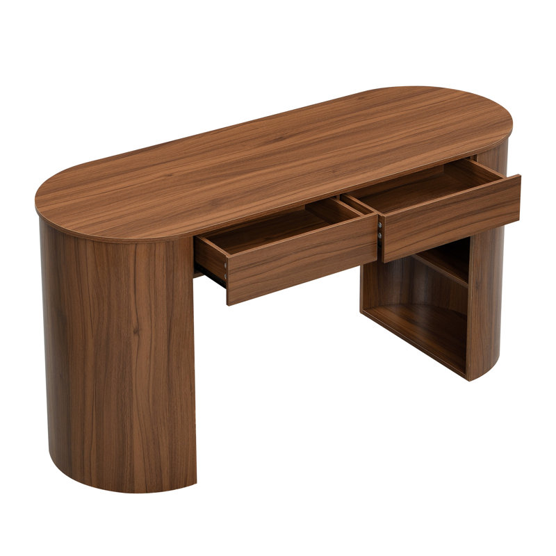 Bureau de rangement avec rangement, Noyer foncé